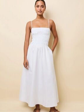 Solid & Striped Delta Midi Dress Poplin Optic in White